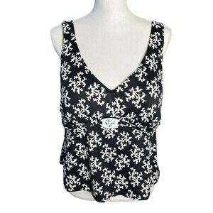 Lands' End 18W Black White Print Tankini Top Swimsuit Top Women's Plus‎ Size